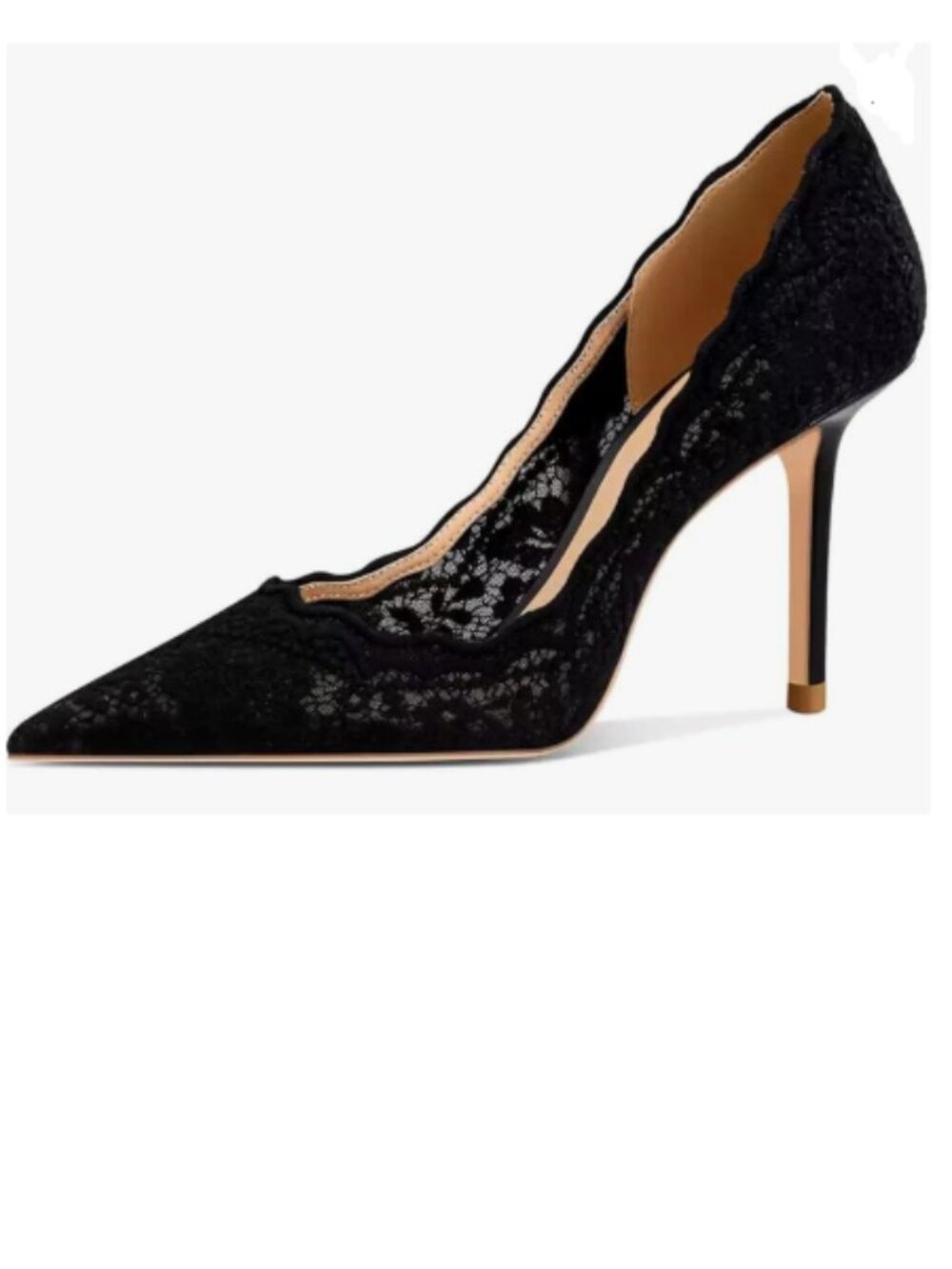 XYD Black Lace Pointed Toe Stiletto Heels